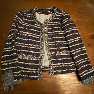 J. Crew Navy Multicolor Striped Blazer